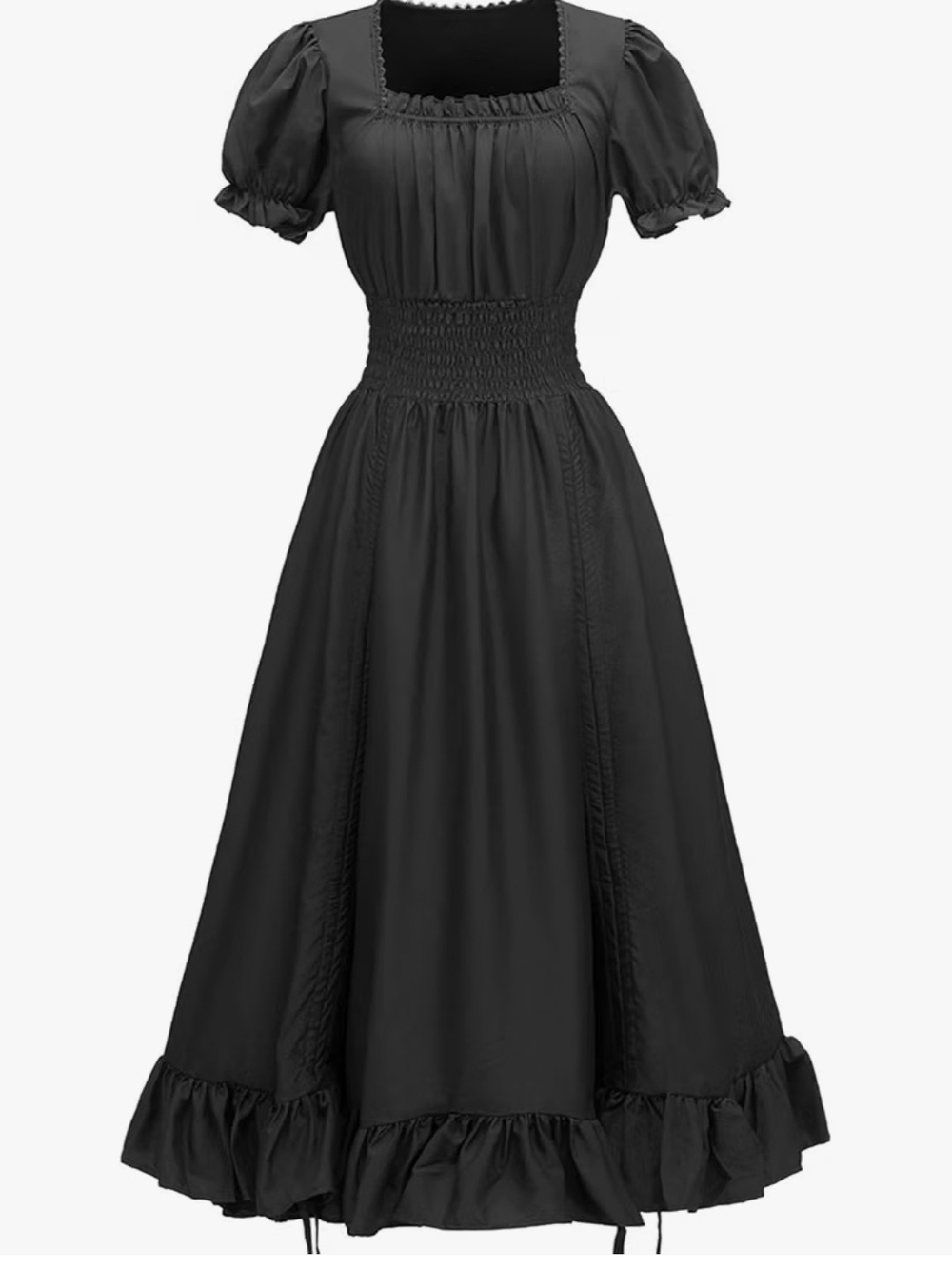 NWT Square Neck Short Sleeve Renaissance Costume Halloween Drawstring Dress